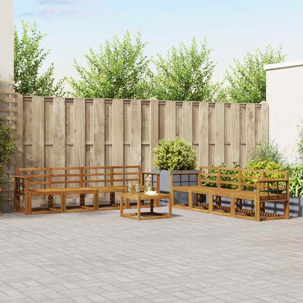 vidaXL Set de canapele de exterior 9 pcs natural Lemn Solid de Acacia
