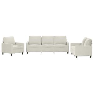 vidaXL Set de canapele cu perne, 3 piese, crem, catifea