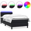 vidaXL Pat cu arcuri cu saltea și LED, negru, 100x220 cm, catifea