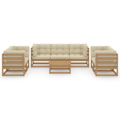 vidaXL Set mobilier de grădină cu perne, 8 piese, lemn masiv pin