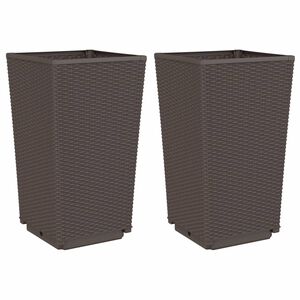 vidaXL Jardiniere de grădină, 2 buc., maro, 32,5x32,5x57 cm, PP