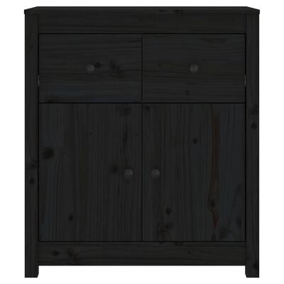 vidaXL Servantă, negru, 70x35x80 cm, lemn masiv de pin