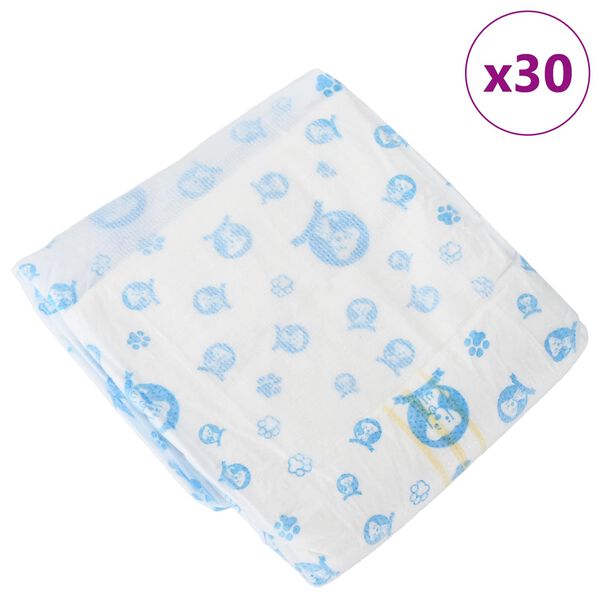 vidaXL Pampers de unică folosință pentru c&acirc;ini băieți 30 pcs Alb XS