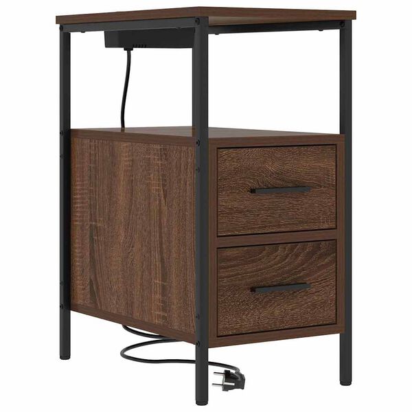 vidaXL Dulap de noapte Stejar &icirc;nchis 30 x 48 x 61 cm Lemn compozit