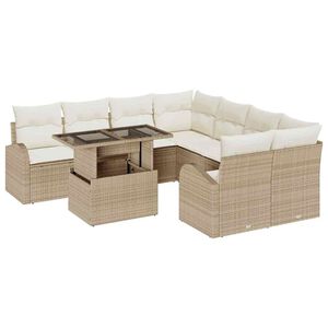 vidaXL Set de canapele pentru grădină 9 buc. Bej Poli Rattan
