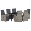vidaXL Set de masă pentru grădină cu pernă 7 pcs Gri poliratan