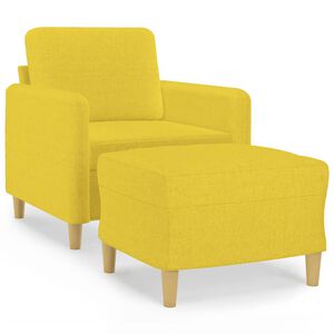 vidaXL Fotoliu canapea cu taburet, galben deschis, 60 cm, textil