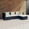 vidaXL Set mobilier de grădină cu perne, 4 piese, negru, poliratan