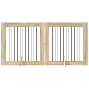 vidaXL Poartă pentru c&acirc;ini cu suporturi 2 pcs Stejar Sonoma