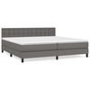 vidaXL Pat box spring cu saltea, gri, 200x200 cm, piele ecologică