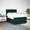 vidaXL Pat box spring cu saltea, verde &icirc;nchis, 160x200 cm, catifea