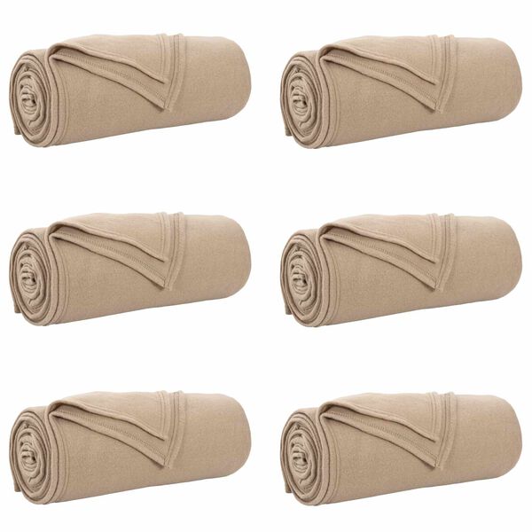 vidaXL Pături de aruncat 6 pcs Culoare Cămilă 270 x 240 cm Molton