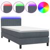 vidaXL Pat cu arcuri cu saltea și LED, gri &icirc;nchis, 80x210 cm, catifea