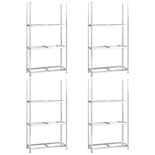 vidaXL Rafturi anvelope 3 niveluri 4 buc. argintiu 110x40x200 cm oțel