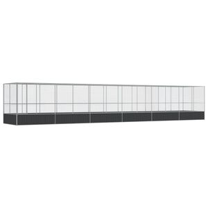 vidaXL Voliera de păsări cu extensie, argintiu, 1246x207x212 cm, oțel