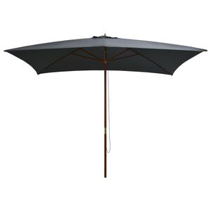 vidaXL Umbrelă de soare exterior, st&acirc;lp lemn, 200x300 cm, antracit
