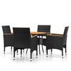 vidaXL Set mobilier de grădină, 5 piese, negru, poliratan