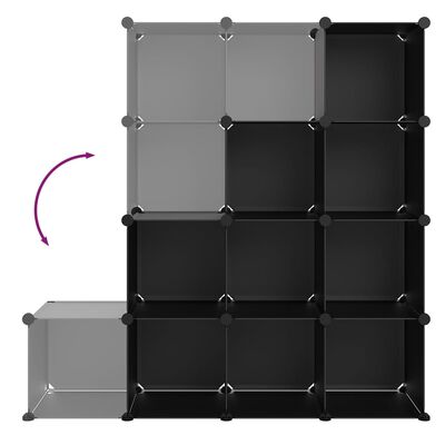 vidaXL Organizator cub de depozitare, 12 cuburi, negru, PP