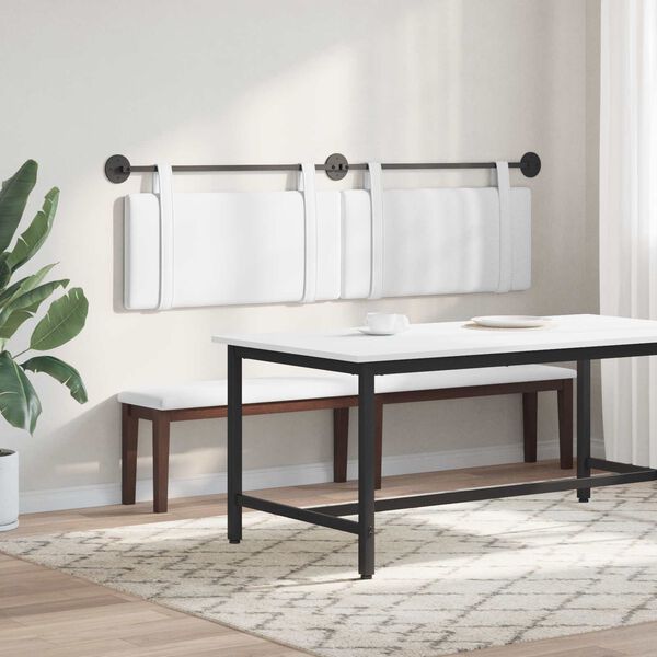 vidaXL Cap de pat suspendat Pe perete Alb 170 x 55 x 5 cm țesătură