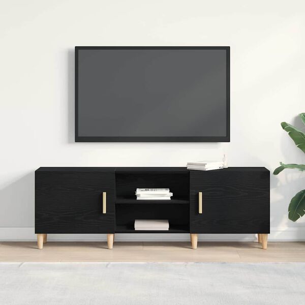 vidaXL Cabinet TV Stejar Negru 150 x 30 x 50 cm Lemn compozit