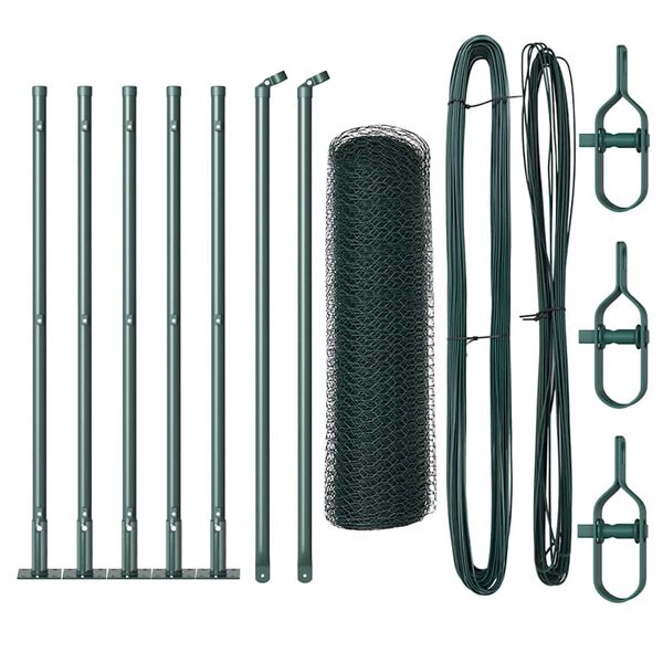 vidaXL St&acirc;lp de gard. Verde 10 x 0,4 m (plasă de 25 mm) Oțel și PVC