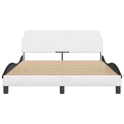 vidaXL Cadru de pat cu tăblie, alb și negru,140x190cm, piele ecologică