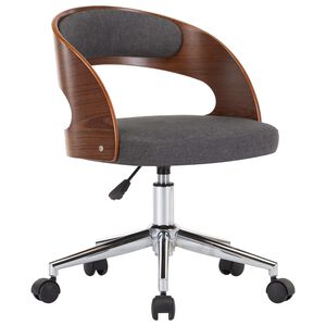 vidaXL Scaun de birou pivotant, gri, lemn curbat și material textil