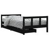 vidaXL Cadru de pat copii cu sertare, negru, 90x190 cm, lemn masiv pin