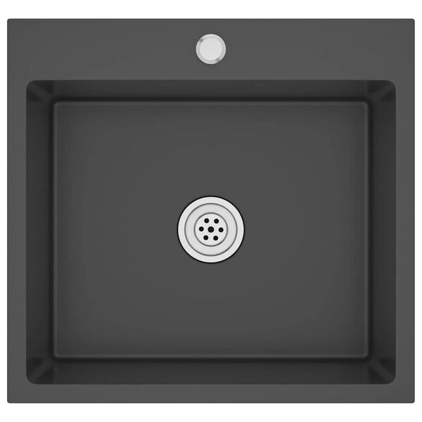 vidaXL Chiuvetă de bucătărie lucrată manual, negru, oțel inoxidabil