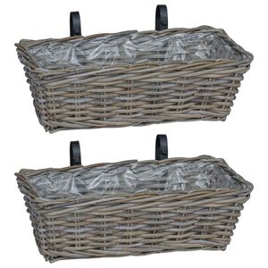 vidaXL Coș suspendat pentru plante 2 pcs Gri 48 x 22 x 15 cm