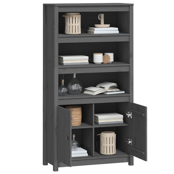 vidaXL Dulap &icirc;nalt, gri, 80x35x154 cm, lemn masiv de pin