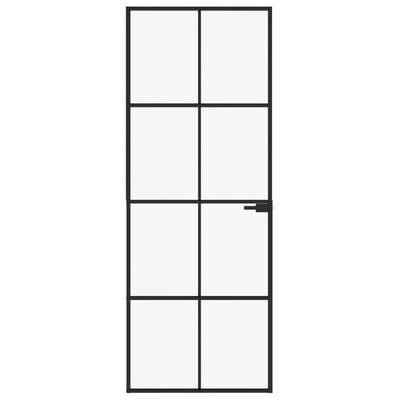 vidaXL Ușă de interior negru 76x201,5 cm sticlă securiz./aluminiu slim