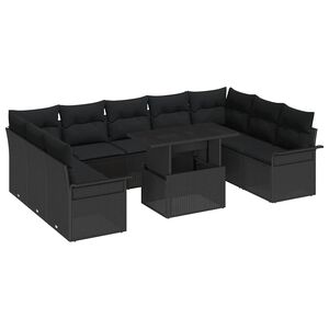vidaXL Set de canapele pentru grădină 10 buc. Negru Poli Rattan