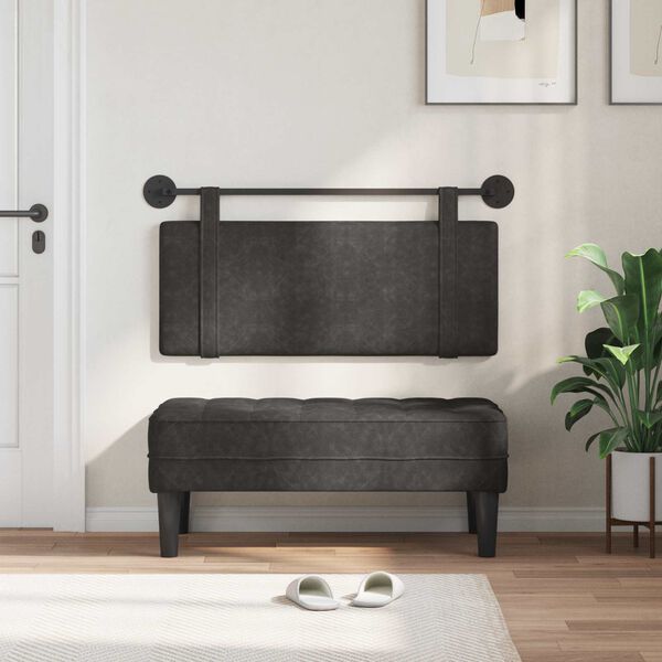 vidaXL Cap de pat suspendat Pe perete Negru 110 x 55 x 5 cm PU antic