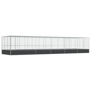 vidaXL Voliera de păsări cu extensie, argintiu, 1139x307x212 cm, oțel