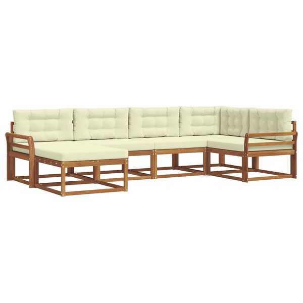 vidaXL Set de canapele de exterior cu pernă 6 pcs Natural și Crem