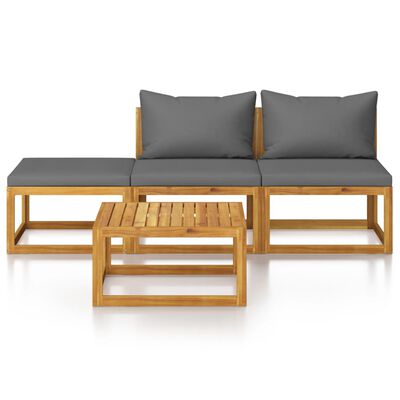 vidaXL Set mobilier de grădină cu pernă, 4 piese, lemn masiv acacia
