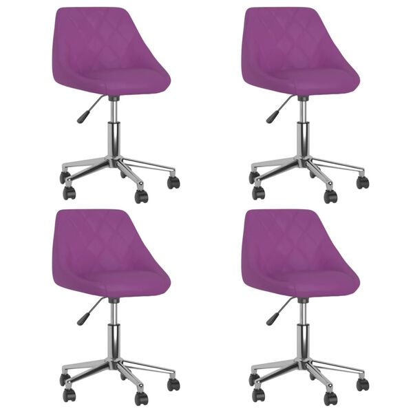 vidaXL Scaune de masă pivotante, 4 buc., violet, piele ecologică