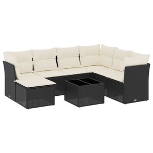 vidaXL Set mobilier de grădină cu perne, 8 piese, negru, poliratan