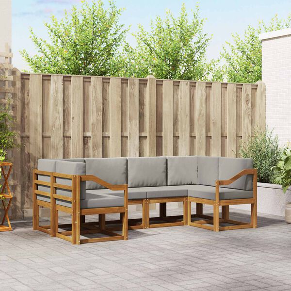 vidaXL Set de canapele de exterior 6 pcs Gri natural și deschis