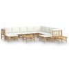 vidaXL Set mobilier de grădină cu perne alb crem, 12 piese, bambus