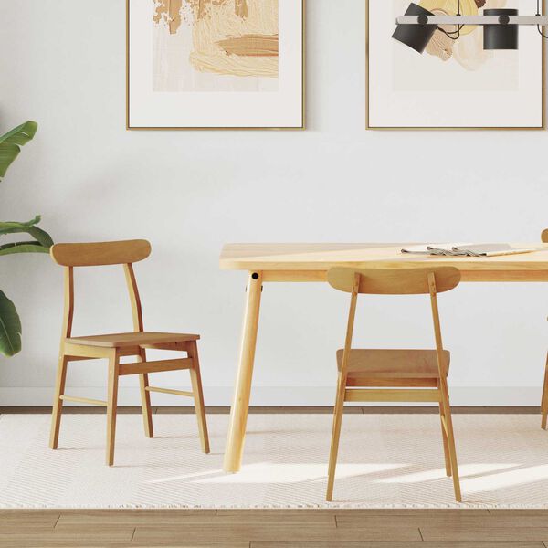 vidaXL Scaun de sufragerie 2 pcs natural Lemn masiv