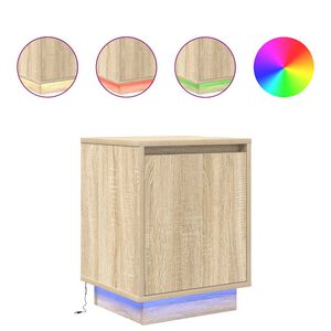 vidaXL Noptiera cu lumini LED Stejar Sonoma 38x34x50 cm