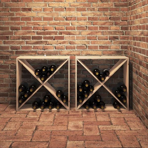 vidaXL Raft pentru vin 2 pcs natural 62 x 25 x 62 cm Lemn de pin masiv