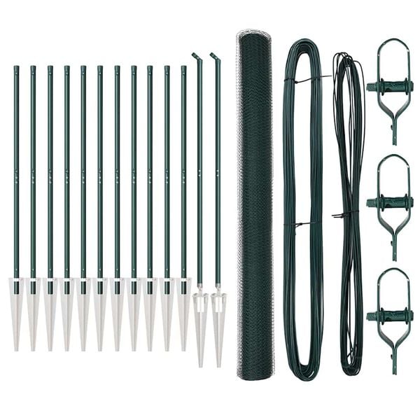 vidaXL Stâlp de gard. Verde 25 x 1,6 m (plasă 25 mm) Oțel și PVC