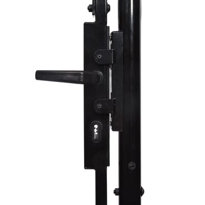 vidaXL Poartă de gard cu ușă dublă & vârf ascuțit negru 3 x 1,5 m oțel