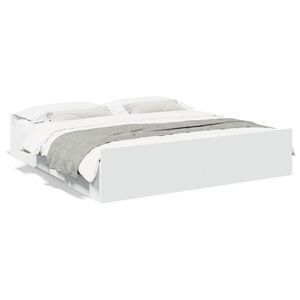 vidaXL Cadru de pat cu sertare alb 200x200 cm lemn prelucrat