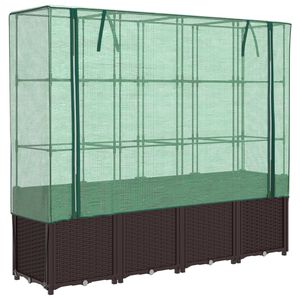 vidaXL Strat &icirc;nălțat cu husă de seră, aspect ratan, 160x40x153 cm