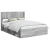 vidaXL Cadru de pat cu depozitare și tăblie Sonoma gri 120 x 190 cm