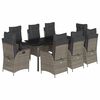 vidaXL Set mobilier grădină cu perne, 9 piese, gri, poliratan